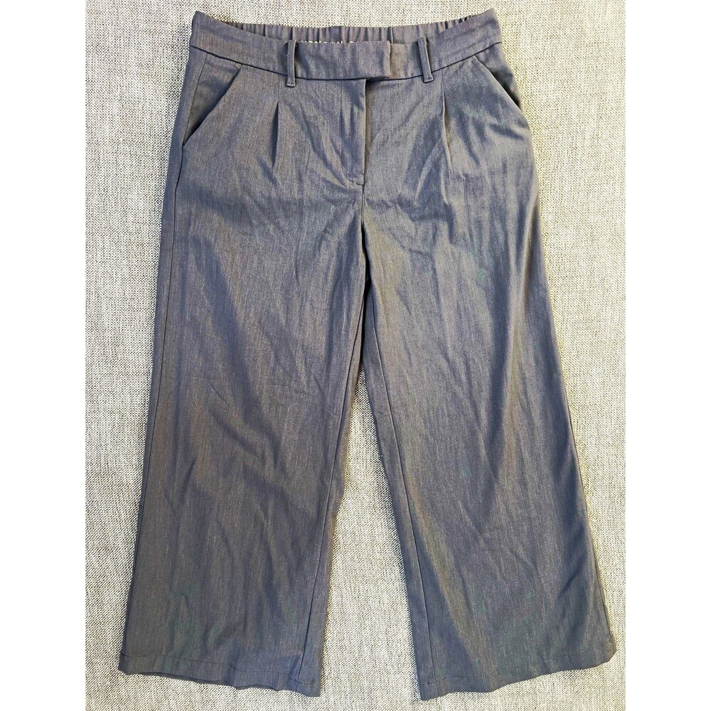 American Eagle Women’s Gray Wide Leg Dress Pants Stretch Twill Pockets 10 22"